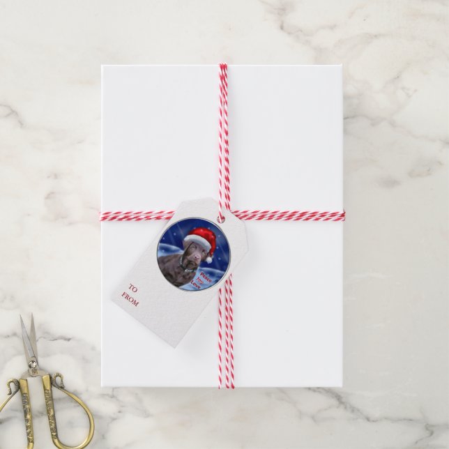 Etiqueta Para Presente Chocolate Labrador Varejista Natal (Com cordão)