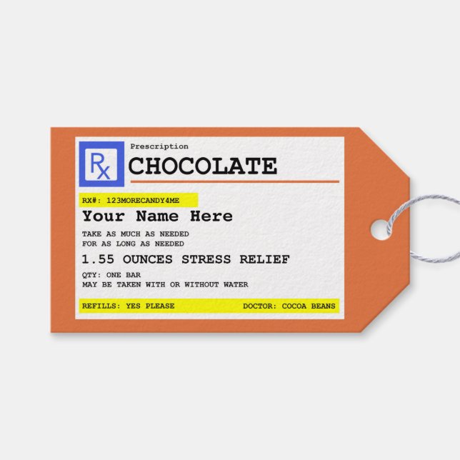 Etiqueta Para Presente Chocolate receitado Personalizado (Frente (horizontal))