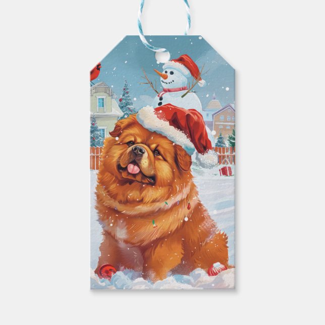 Etiqueta Para Presente Chow Chow Winter Wonderland Natal Joy (Frente)