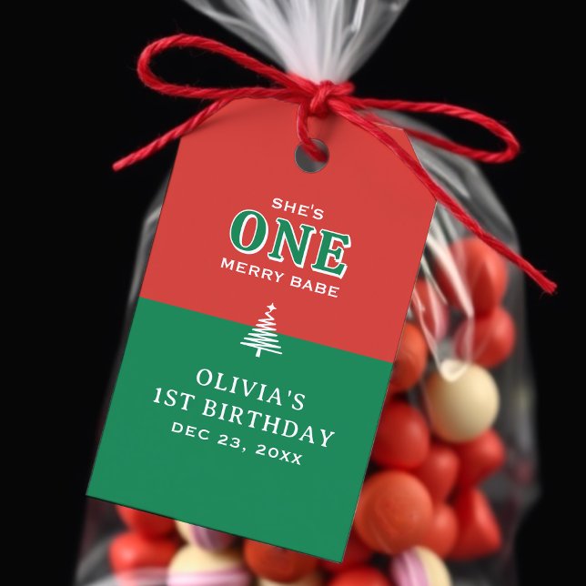 Etiqueta Para Presente Christmas 1st Birthday Party Festive Red & Green (Christmas 1st Birthday Party Festive Red & Green Gift Tags
)