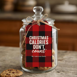 Etiqueta Para Presente “Christmas Calories Don’t Count” Buffalo Plaid