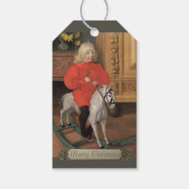 Etiqueta Para Presente Christmas Carl Larsson Boy no cavalo de balanço CC