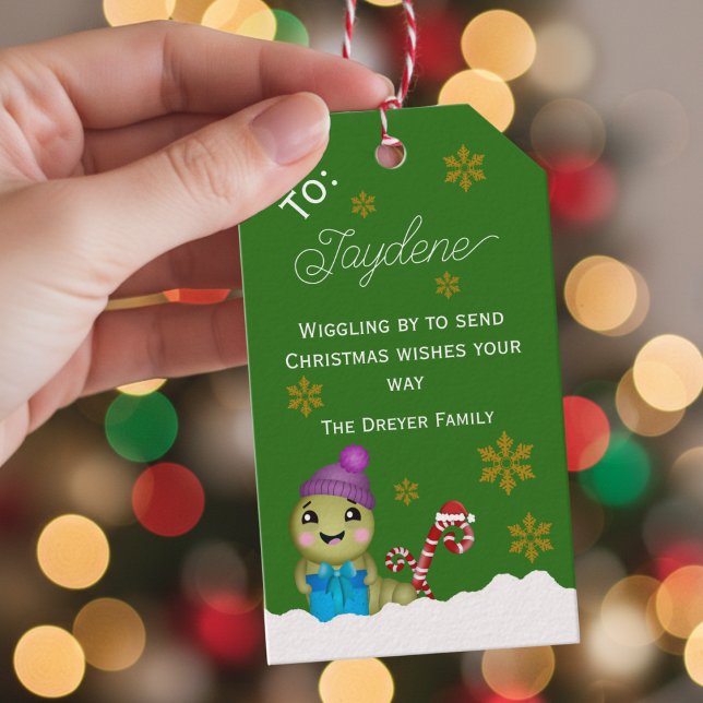 Etiqueta Para Presente Christmas Character With Candy Cane (Add a little humor to your gifts this Christmas with this custom gift tag)