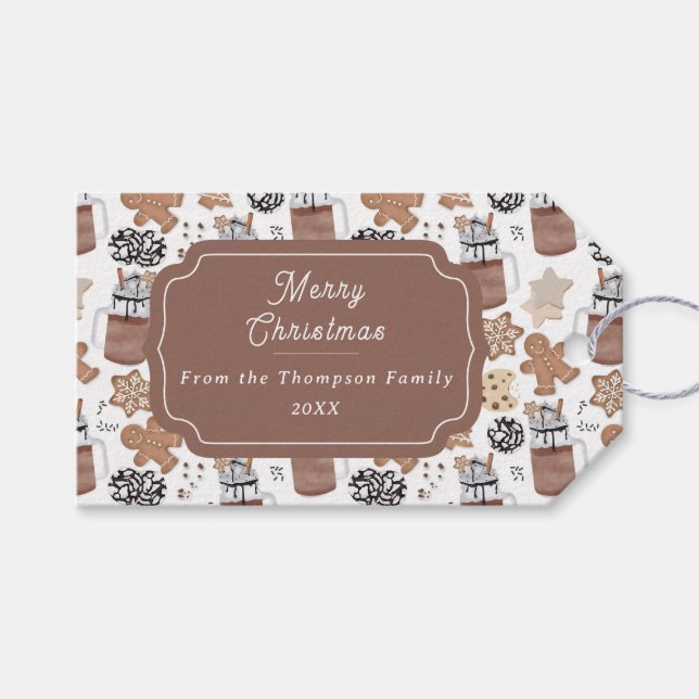 Etiqueta Para Presente Christmas Cookies and Hot Cocoa Holiday Baking (Frente (horizontal))