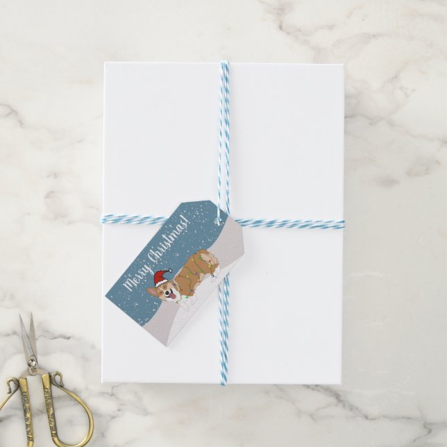 Etiqueta Para Presente Christmas Corgi (Com cordão)