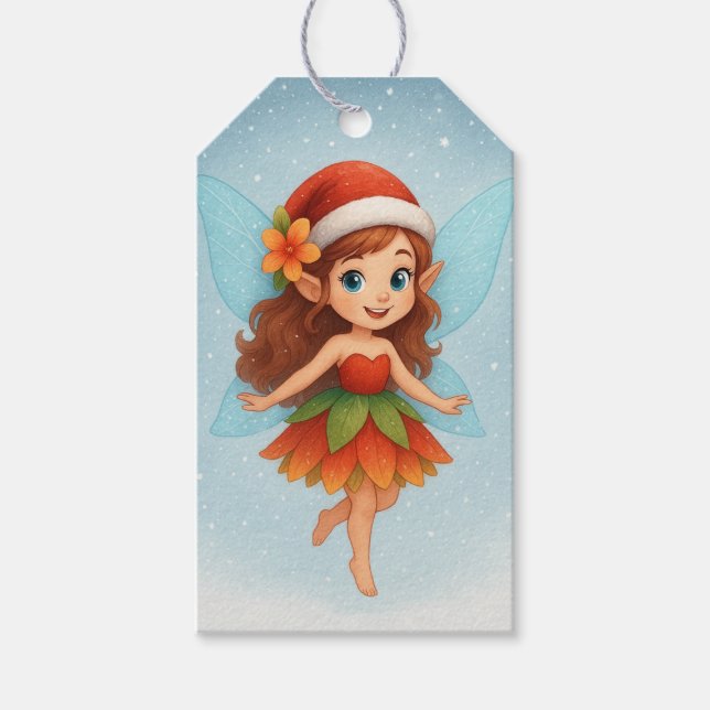 Etiqueta Para Presente Christmas Fairy ,Cute Winter Fairy Holiday (Frente)