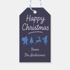 Etiqueta Para Presente Christmas Gift Tag - Blue Silhouette