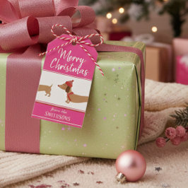 Etiqueta Para Presente Christmas Gift Tag Dachshund Personalized Pink