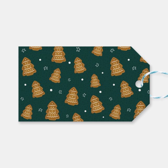 Etiqueta Para Presente Christmas Gingerbread Trees  (Frente (horizontal))