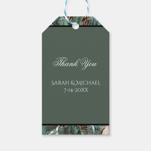 Etiqueta Para Presente Christmas Greenery Wedding (Frente)