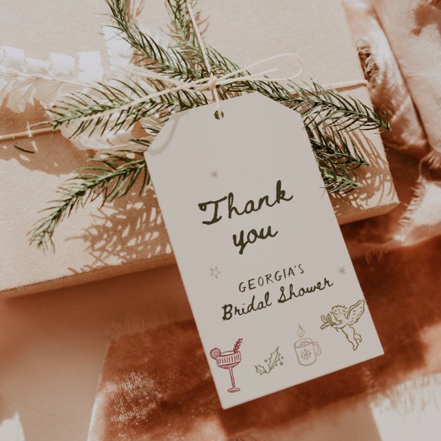 Etiqueta Para Presente Christmas Hand Drawn Bridal Shower (Criador carregado)