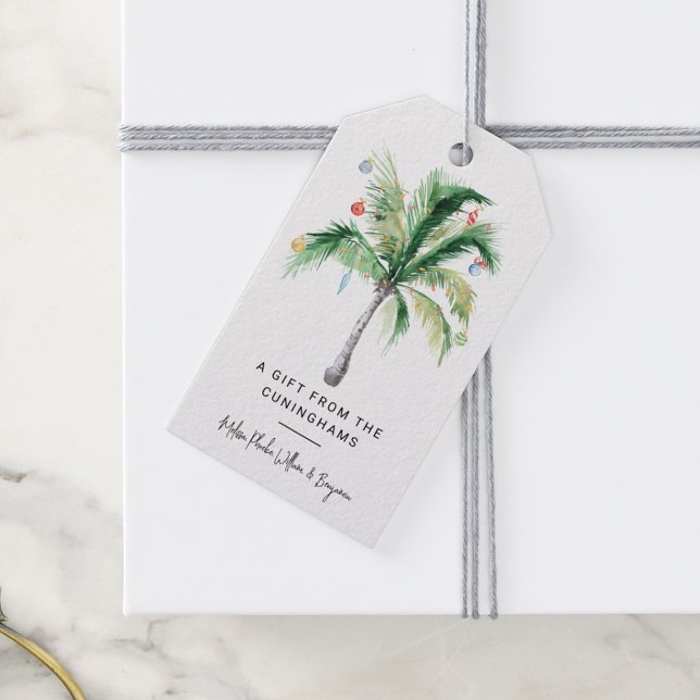 Etiqueta Para Presente Christmas Holiday Tropical Palm Tree Coastal (Christmas Holiday Tropical Palm Tree Coastal Gift Tags)