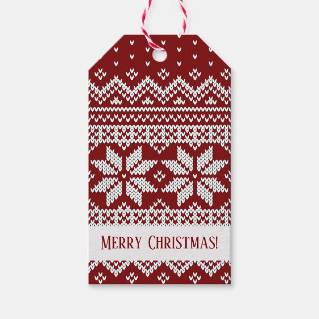 Etiqueta Para Presente Christmas Knitted Red and White Sweater (Frente)