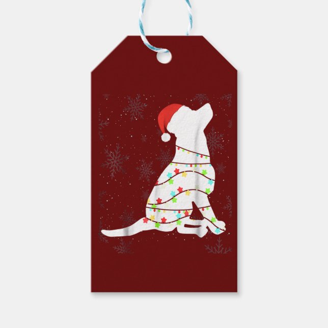 Etiqueta Para Presente Christmas Lights Labrador Retriever  Dog  (Frente)