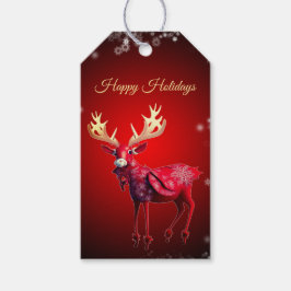 Etiqueta Para Presente Christmas Party Red Reindeer Winter Holidays