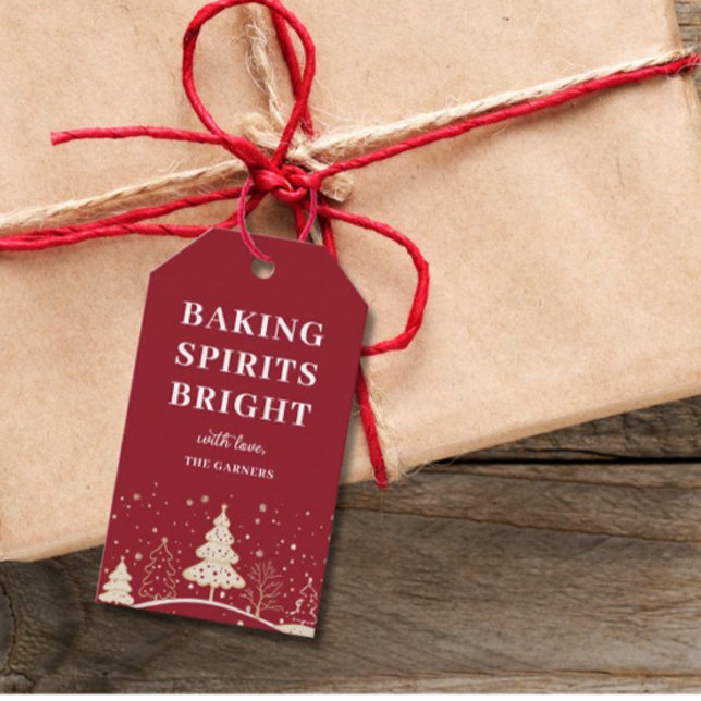 Etiqueta Para Presente Christmas Red Baking Spirits  (Criador carregado)