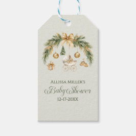 Etiqueta Para Presente Christmas Watercolor Greenery Winter Baby Shower