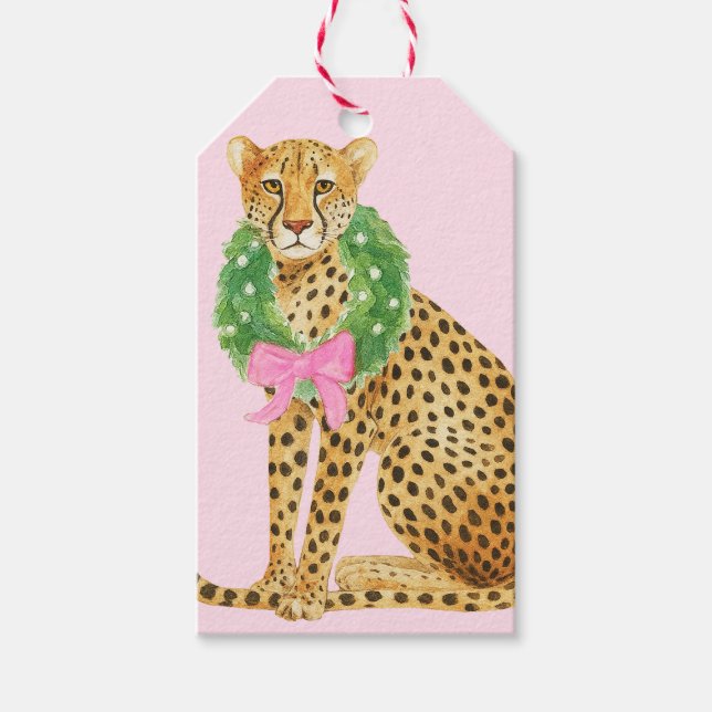 Etiqueta Para Presente Christmas Wreath Leopard  (Frente)