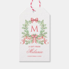 Etiqueta Para Presente Christmas Wreath w/ Bow | Monogram