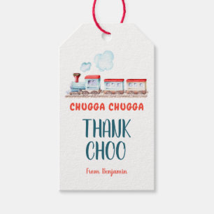 Etiqueta Para Presente Chugga Choo Boy Vintage Train Red Blue Birthday Gi
