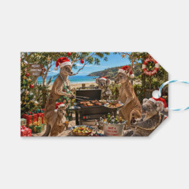 Etiqueta Para Presente Churrasco de Natal à Beira-Mar com Cangurus e Coal
