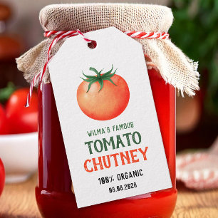 Etiqueta Para Presente Chutney de Tomate Caseiro com padrão de tomate ver