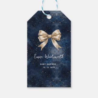 Etiqueta Para Presente Chuva Azul Marinho Céu Noturno Arco Dourado Baby S
