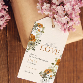 Etiqueta Para Presente Chuva de Amor Floral Laranja Queimada Chá de Noiva