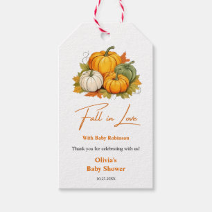 Etiqueta Para Presente Chuva de Amor Outono Rústico Abóbora Baby Shower