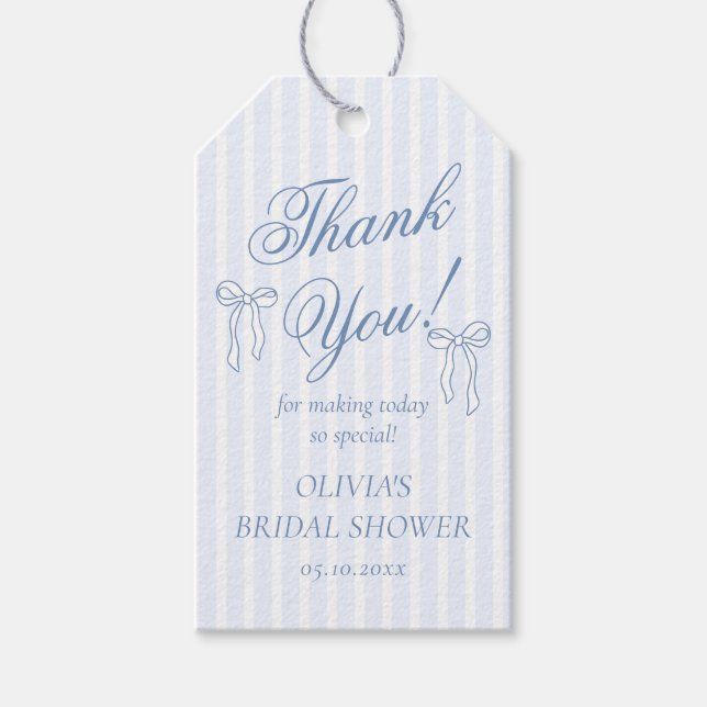Etiqueta Para Presente Chuva de Arroz do Laço Azul Casamento (Frente)