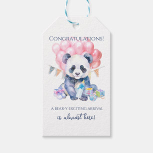 Etiqueta Para Presente Chuva de bandeirinhas e balões Baby Shower do pand