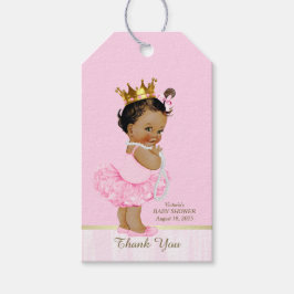 Etiqueta Para Presente Chuva de Bebê Bailarina Princesa Étnica em Rosa