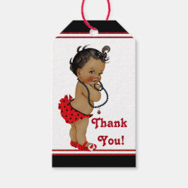 Etiqueta Para Presente Chuva de Bebê da Joaninha Afro-Americana