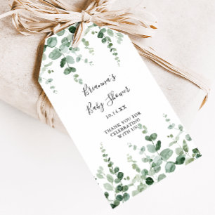 Etiqueta Para Presente Chuva de Bebê de Eucalipto Verde Minimalista Elega
