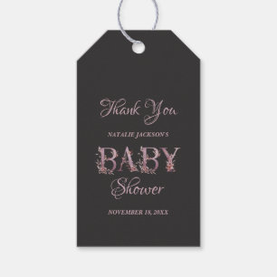 Etiqueta Para Presente Chuva de Bebê de Menina Chic Floral Elegante Rosa