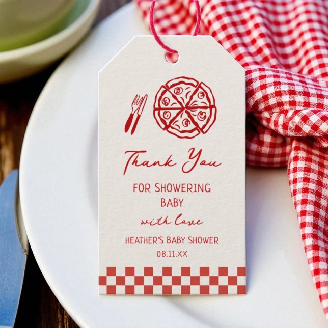 Etiqueta Para Presente Chuva de Bebê de Pizza Entrega Especial (Criador carregado)
