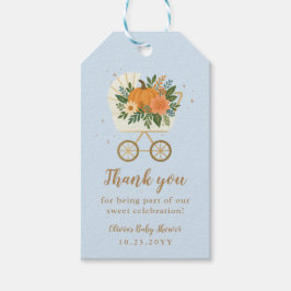 Etiqueta Para Presente Chuva de Bebê do Pumpkin Azul Agradecimento