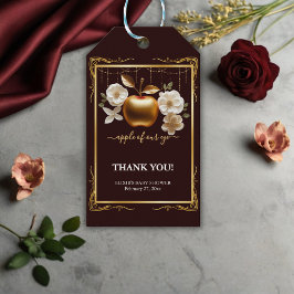 Etiqueta Para Presente Chuva de Bebê Elegante Maçã Dourada do Nosso Olhar