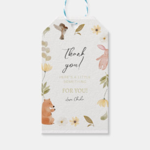 Etiqueta Para Presente Chuva de Bebê em Creme e Verde Aguarela em Homenag