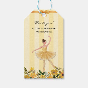 Etiqueta Para Presente Chuva de Bebê Fita de Bailarina Amarela Floral Fof