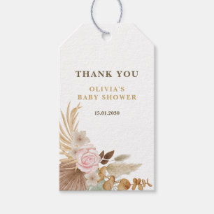 Etiqueta Para Presente Chuva de Bebê Flor de Aquarela Fofa Branca