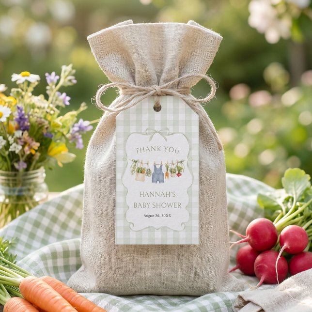 Etiqueta Para Presente Chuva de Bebê Gingham Cultivado Localmente (Criador carregado)