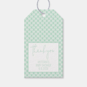 Etiqueta Para Presente Chuva de Bebê Gingham Verde Menta Neutro