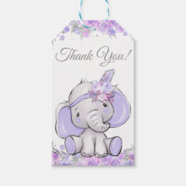 Etiqueta Para Presente Chuva de Bebê Menina Elefante Boho Roxo