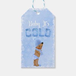 Etiqueta Para Presente Chuva de Bebê Menino Étnico Azul Floco de Neve Fri