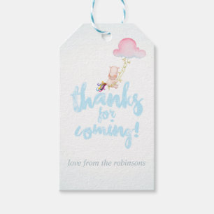 Etiqueta Para Presente Chuva de Bebê Menino Unicórnio Rinoceronte Aquarel