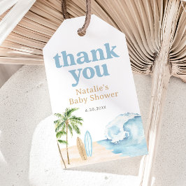 Etiqueta Para Presente Chuva de Bebê na Praia de Surf