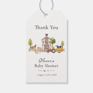 Etiqueta Para Presente Chuva de Bebê Tratorzinho Boho Vintage Pequeno Faz
