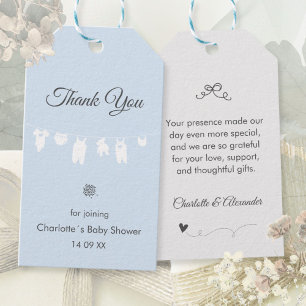 Etiqueta Para Presente Chuva de Bênçãos Bebê Menino Azul Claro Boho Elega