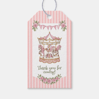 Etiqueta Para Presente Chuva de Bênçãos Cavalos em Aquarela Rosa Baby Sho